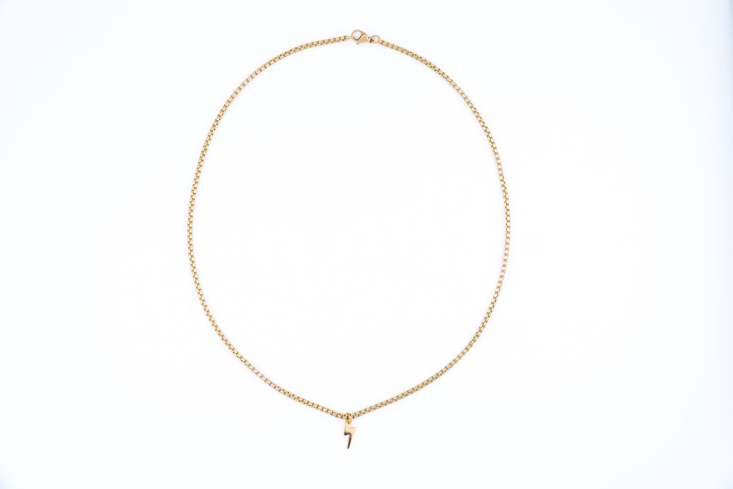 Waterproof 18k Gold Plated Box Chain Lightning Bolt Necklace - Shop Hey Girl 