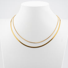 18K Gold Filled Flat Skinny Chain Necklace Stainless Steel Layered Herringbone Choker Necklaces